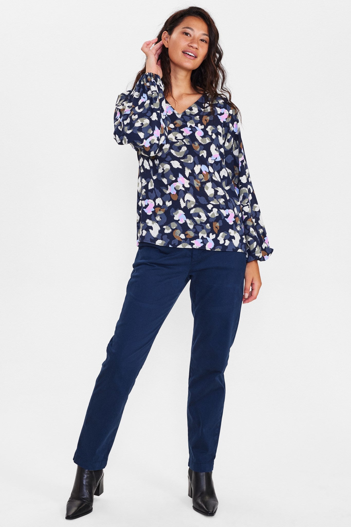 702173 Blomstre Skjorte Blå 3