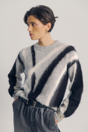 NUSURI BRUSHED PATTERN PULLOVER - Light grey mel